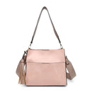 JEN & CO. Lyla 2-in-1 Vegan Leather Bucket Bag, Dusty Pink