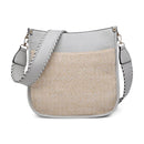 JEN & CO. Chloe Tweed Vegan Leather Crossbody Bag, Pale Grey