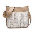 JEN & CO. Chloe Tweed Vegan Leather Crossbody Bag, Khaki
