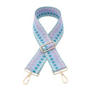 JEN & CO. Guitar Style Stripes Woven Nylon Bag Strap, Blue Purple Pink