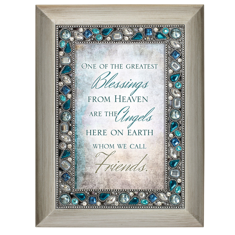 Front view of Great Blessings From Heaven Brushed Silvertone Easel Back Photo Frame