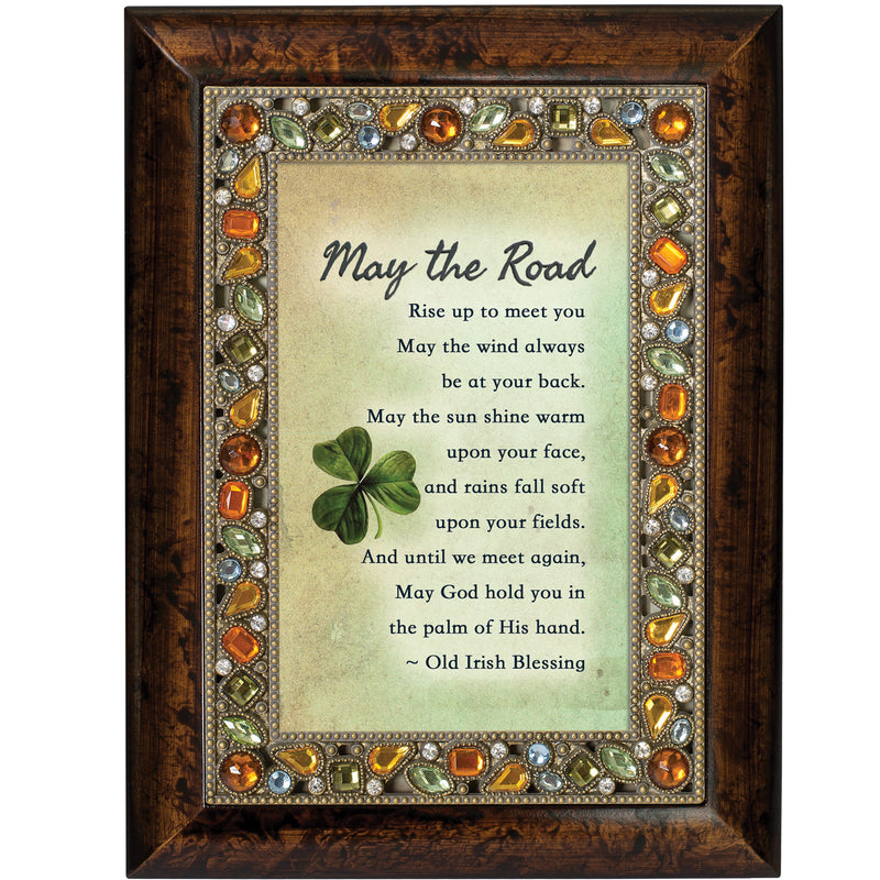 Front view of Irish Blessing May the Road Amber Earth Tone Easel Back Photo Frame