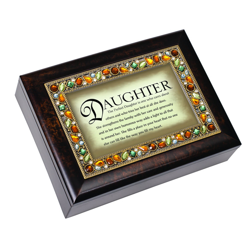 Perfect Daughter Cares About Others Amber Earth Tone Jewelry Music Box Plays Wonderful World