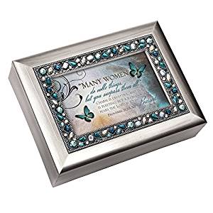 Many Women Do Noble Things Brushed Silvertone Jewelry Music Box Plays On Eagles Wings