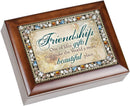 Friendship Life's Gift Woodgrain Jewelry Music Box Plays What Friends Are For