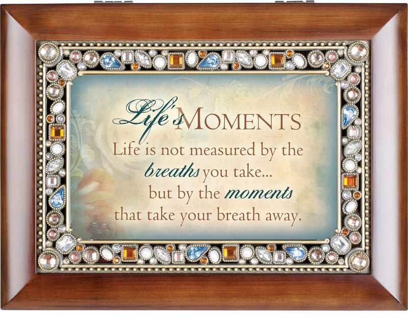Life Measured By Moments Woodgrain Jewelry Music Box Plays Wonderful World