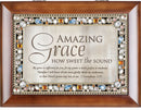 Amazing Grace Walnut Wood Finish Jeweled Lid Jewelry Music Box Plays Tune Amazing Grace