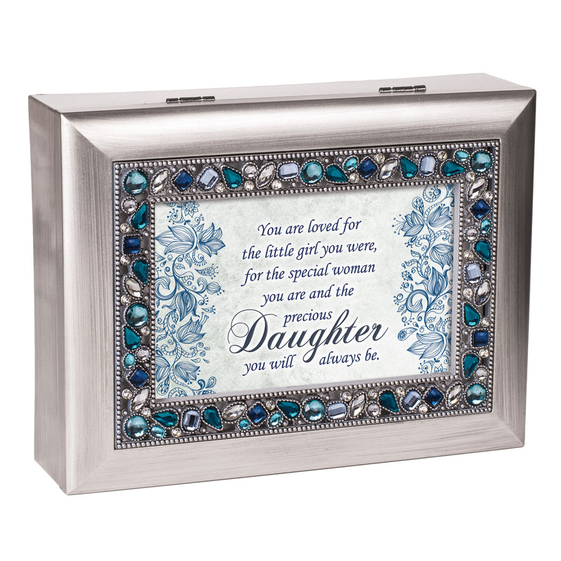 You Are Loved Little Girl Brushed Silvertone Jewelry Music Box Plays You Light Up My Life