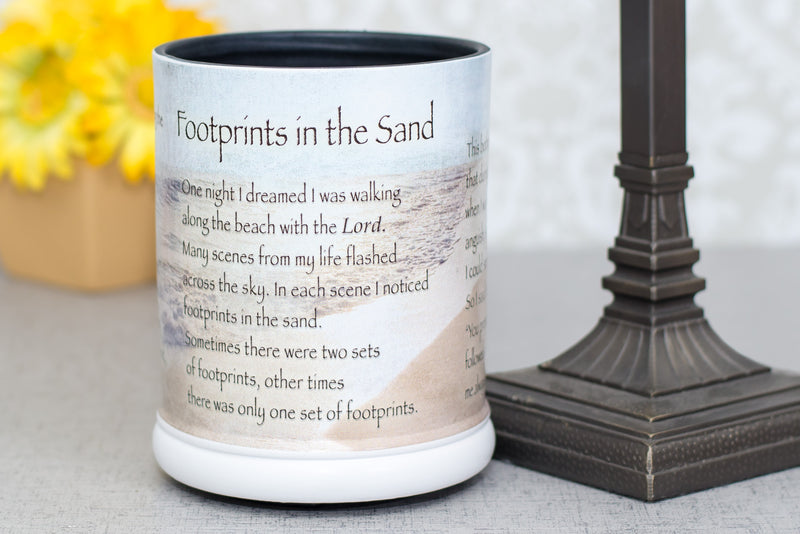 Front view of Footprints in The Sand Electric Large Jar Candle Warmer