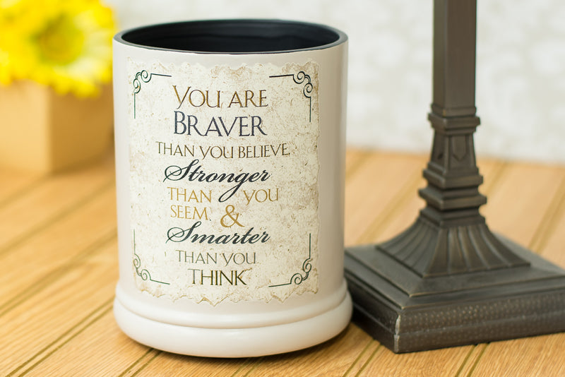 Front view of You are Braver Stronger Smarter Electric Jar Candle Warmer