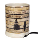 Cabin Rules Rustic Wood Outdoor Design Ceramic Stone Jar Warmer