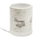 Dream Bigger Actions Louder Faith Stronger Grey Leaves White Ceramic Stone Jar Warmer