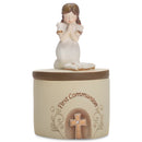 First Communion Praying Girl John 6:35 Resin Stone 5 inch Keepsake Box