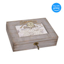 Top down view of Daughter Days Turned Into Years Grey Distressed Locket Music Box