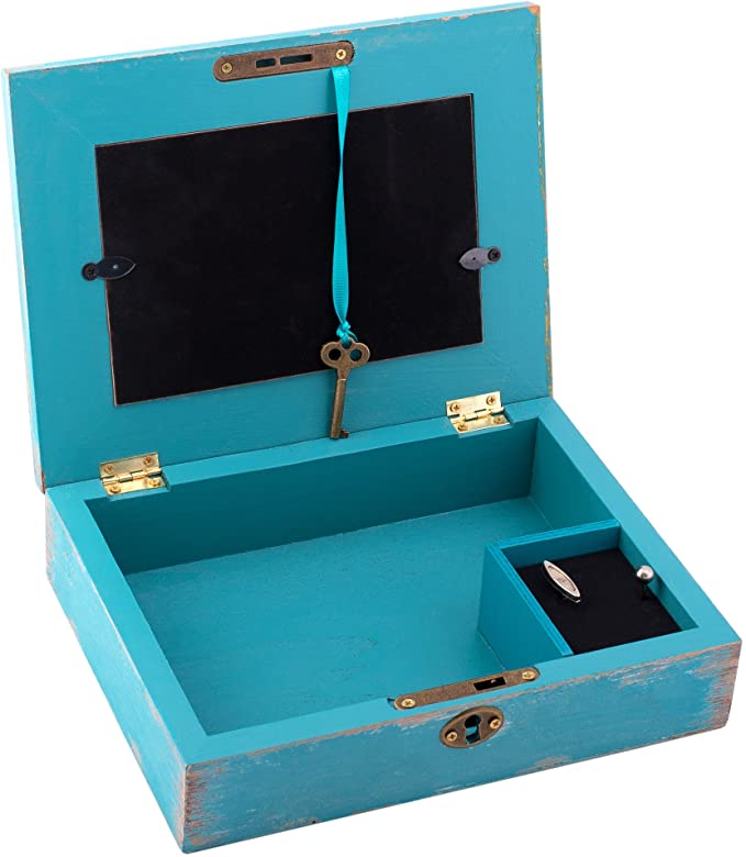 You Are Wonderful Valuable Lovable Teal Distressed Jewelry Music Box Plays You Light Up My Life