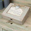 Home décor keepsake and trinket box made with hidden musical mechanism inside
