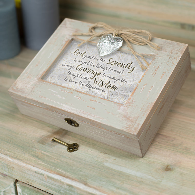 God Grant the Serenity to Accept Natural Taupe Jewelry Music Box Plays Amazing Grace