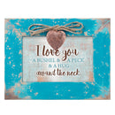 I Love You a Bushel and a Peck Teal Wood Locket Jewelry Music Box Plays Tune You are My Sunshine