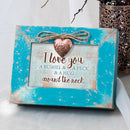 I Love You a Bushel and a Peck Teal Wood Locket Jewelry Music Box Plays Tune You are My Sunshine