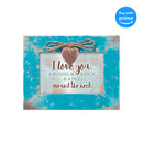 Top down view of I Love You a Bushel and a Peck Teal Wood Locket Jewelry and Music Box