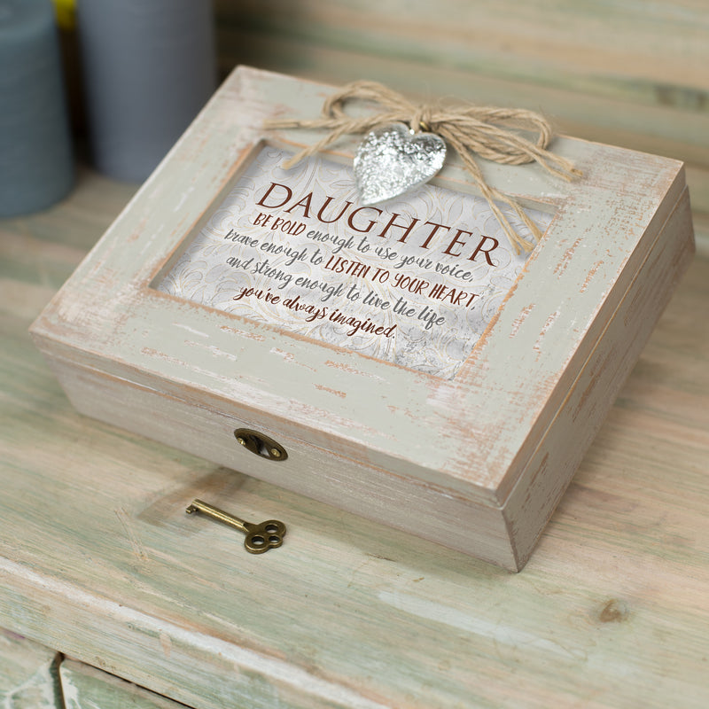 Daughter Be Bold to Use Your Voice Natural Taupe Jewelry Music Box Plays You Light Up My Life