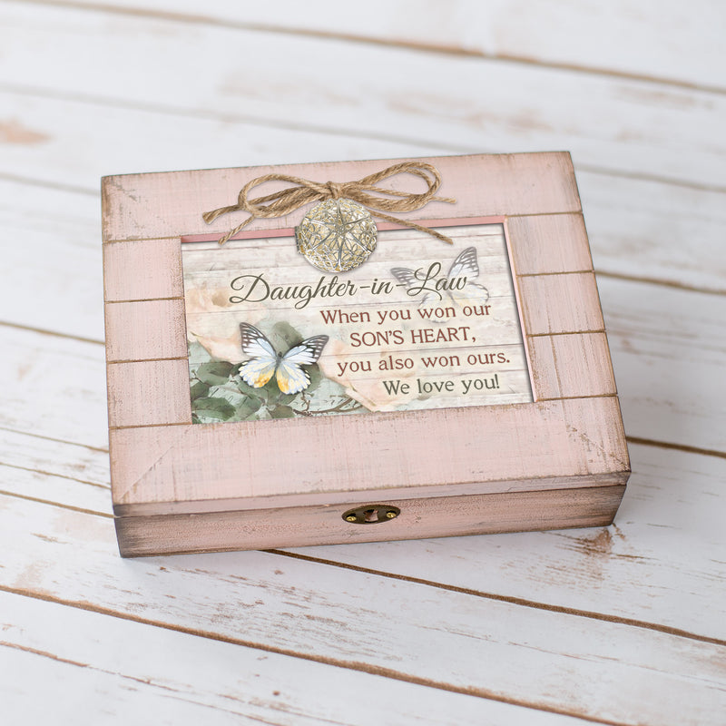 Daughter In Law Love Blush Pink Distressed Locket Music Box Plays You Light Up My Life