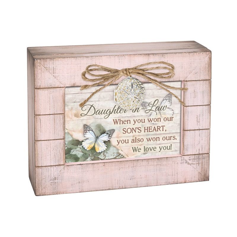 Daughter In Law Love Blush Pink Distressed Locket Music Box Plays You Light Up My Life