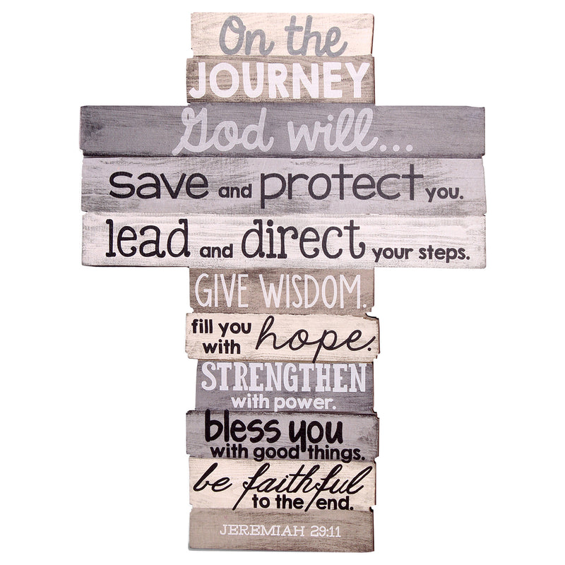 God Will Direct On the Journey Distressed Wood 9 Inch Stacked Wood Cross Figurine