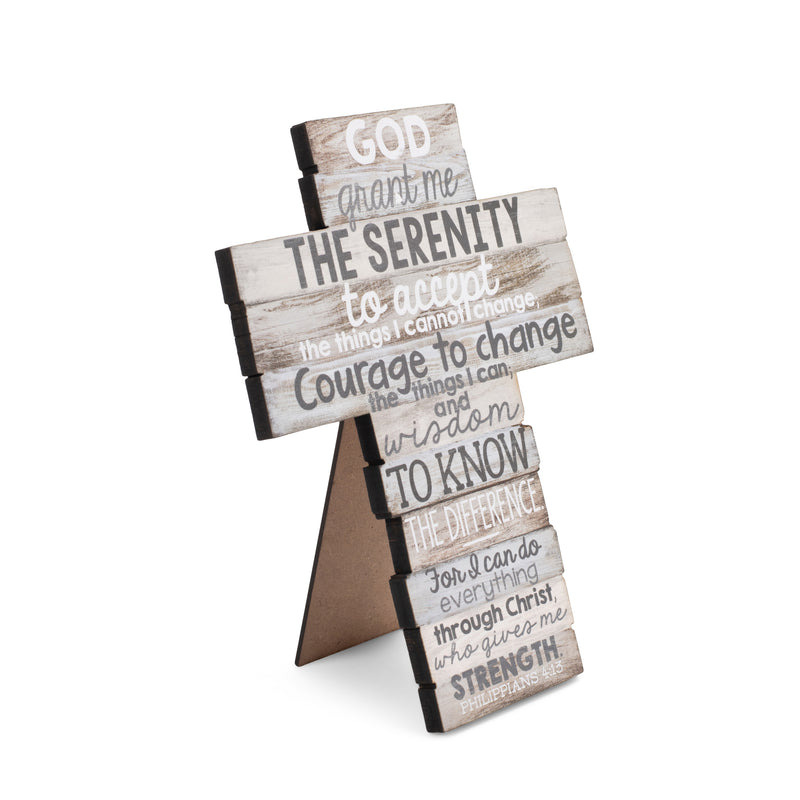 God Grant Me Serenity Distressed Wood 9 Inch Stacked Wood Cross Figurine