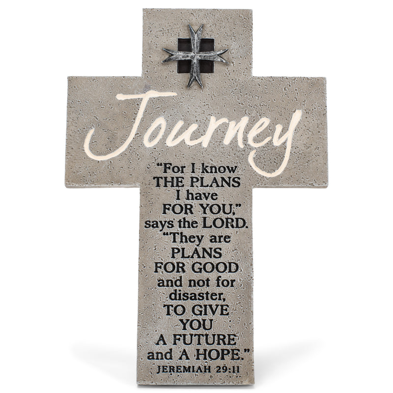 Lighthouse Christian Products Future and Hope Journey Marbled Grey 8 Inch Cast Stone Cross Figurine