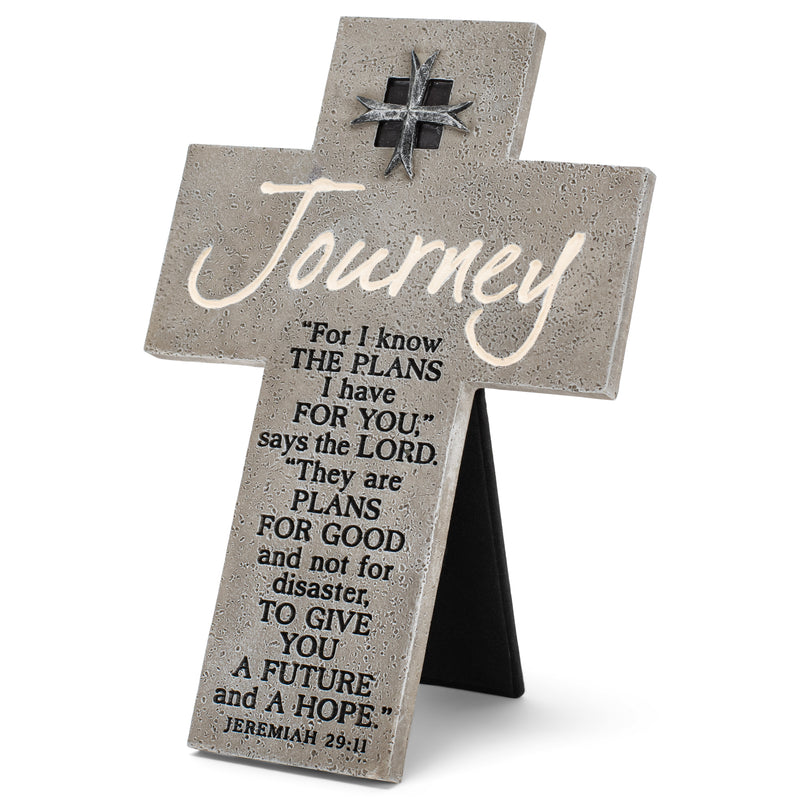 Lighthouse Christian Products Future and Hope Journey Marbled Grey 8 Inch Cast Stone Cross Figurine