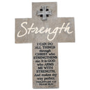 Lighthouse Christian Products Christ Strengthens Marbled Grey 8 Inch Cast Stone Cross Figurine