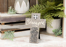 Lighthouse Christian Products Christ Strengthens Marbled Grey 8 Inch Cast Stone Cross Figurine