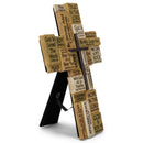 Lighthouse Christian Products Strength in God Scripture Stones Hammered Copper 9 Inch Cast Stone Cross Figurine