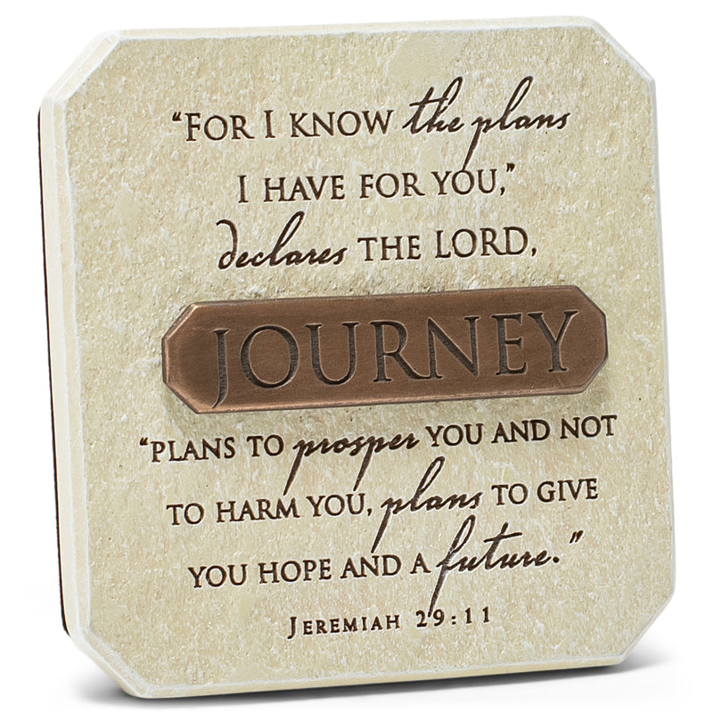 Lighthouse Christian Products Plans for Your Journey Sandstone 3.75 x 3.75 Cast Stone Bronze Title Bar Plaque