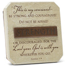 Lighthouse Christian Products Strength He is with You Sandstone 3.75 x 3.75 Cast Stone Bronze Title Bar Plaque