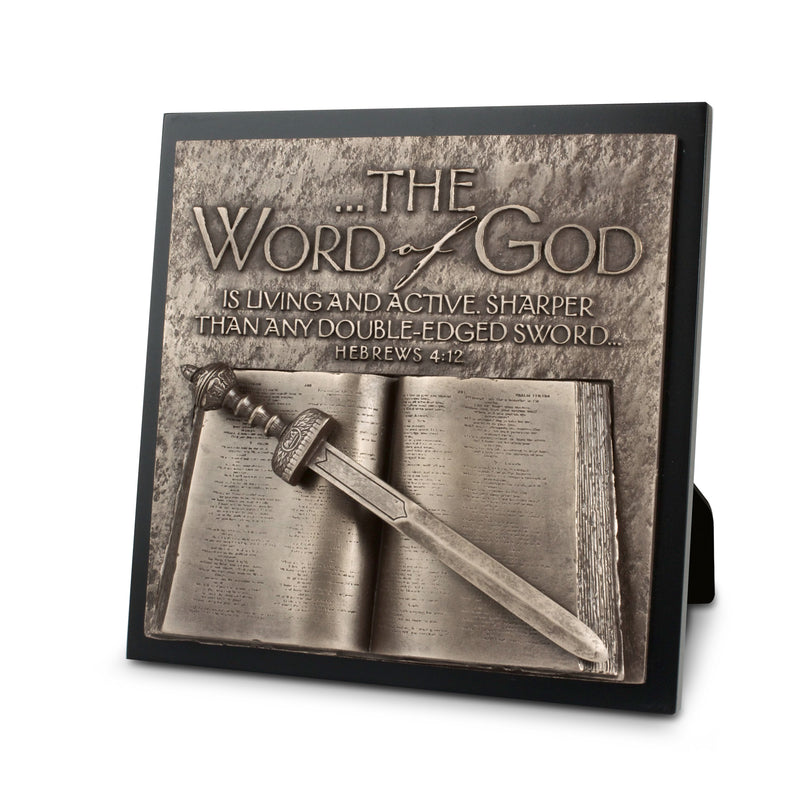 Lighthouse Christian Products Word of God Hammered Bronze Tone 8.75 x 8.75 Cast Stone Sculpture Plaque