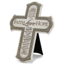 Lighthouse Christian Products Faith Hope Love Cream Filigree 11 Inch Cast Stone Cross Figurine