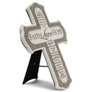Lighthouse Christian Products Faith Hope Love Cream Filigree 11 Inch Cast Stone Cross Figurine