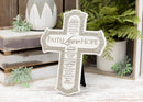 Lighthouse Christian Products Faith Hope Love Cream Filigree 11 Inch Cast Stone Cross Figurine