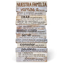 Lighthouse Christian Products Nuestra Familia, Our Family Rustic Stacked Pallet 5 x 10 Wood Desktop Plaque