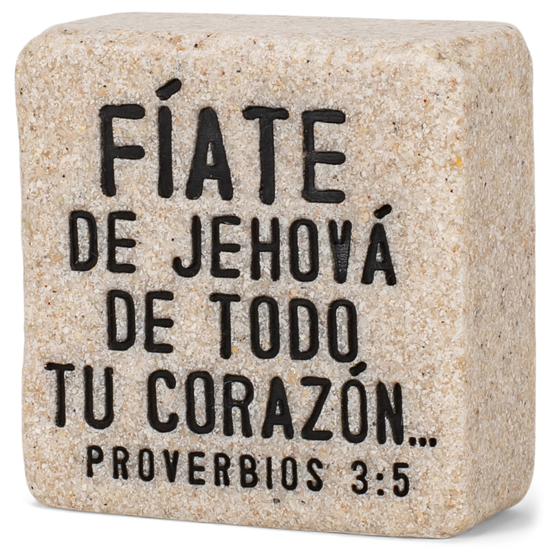 Lighthouse Christian Products Confianza (Trust) Spanish Scripture Block 2.25 x 2.25 Cast Stone Plaque