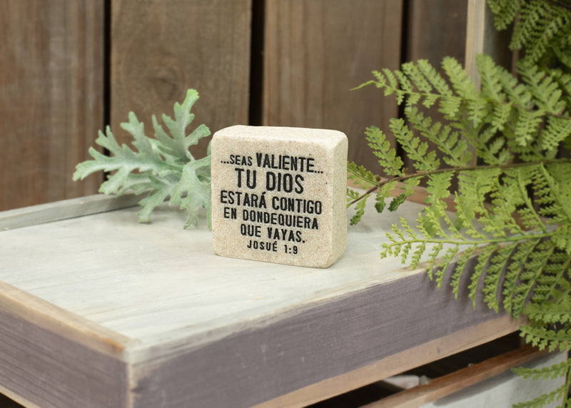 Lighthouse Christian Products Fortaleza (Strength) Spanish Scripture Block 2.25 x 2.25 Cast Stone Plaque