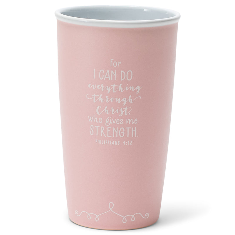 She Believed She Could So She Did Rose Pink 12 Ounce Ceramic Tumbler Mug