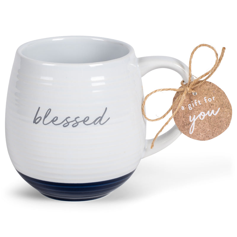 Blessed Scripture Textured Classic White 16 ounces Glossy Ceramic Coffee Mug