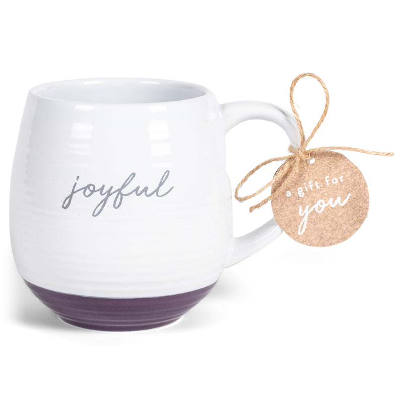 Joyful Scripture Textured Classic White 16 ounces Glossy Ceramic Coffee Mug