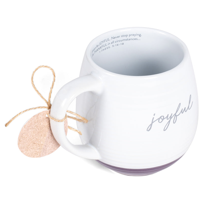 Joyful Scripture Textured Classic White 16 ounces Glossy Ceramic Coffee Mug