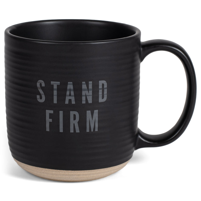 Stand Firm Scripture Textured Black 16 ounces Glossy Ceramic Coffee Mug