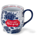 Lighthouse Christian Products You Are Amazing Midnight Blue Floral 13 Ounce Ceramic Mug