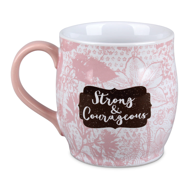 Strong and Courageous Amaranth Pink Floral 13 Ounce Ceramic Mug